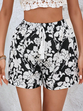 VCAY Mujeres Pantalones cortos sueltos de moda con estampado de flores