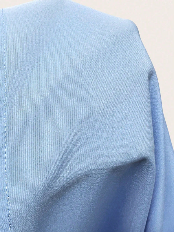 Essnce Camisa De Color Suelto De Longitud Media Con Cuello En V, Adecuada Para Uso Diario En Primavera Y Verano