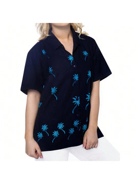 Blusas de Mujer Boton Bordado Boton delantero Liso