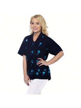 Blusas de Mujer Boton Bordado Boton delantero Liso