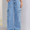 ICON Pantalon Jean casual suelto y comodo para mujer de trabajo con bolsillos