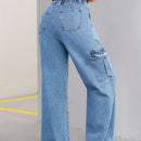 ICON Pantalon Jean casual suelto y comodo para mujer de trabajo con bolsillos