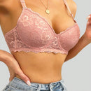 Sujetador bralette rosa de encaje para adolescente, tipo ajustable fino, alambre de soporte lateral, push-up y comodo para uso diario