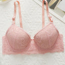 Sujetador bralette rosa de encaje para adolescente, tipo ajustable fino, alambre de soporte lateral, push-up y comodo para uso diario