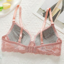 Sujetador bralette rosa de encaje para adolescente, tipo ajustable fino, alambre de soporte lateral, push-up y comodo para uso diario