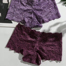 NEW Set de lenceria sexy de 3 piezas con encaje floral de borde festoneado y braguitas para mujer