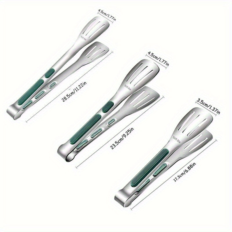 1 pinza para servir de acero inoxidable, agarre antideslizante, pinza para alimentos, ensalada, pan, herramienta para cocinar parrilla de barbacoa, accesorio de cocina