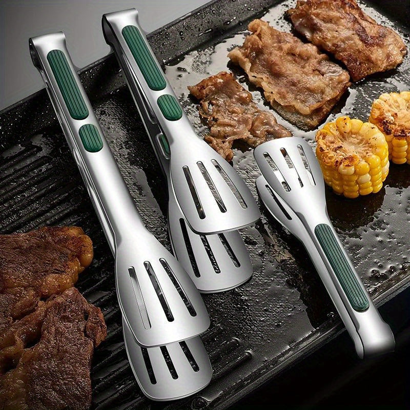 1 pinza para servir de acero inoxidable, agarre antideslizante, pinza para alimentos, ensalada, pan, herramienta para cocinar parrilla de barbacoa, accesorio de cocina