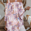 LUNE Blusa Casual de Estilo Vacacional con Estampado Floral, Hombros Descubiertos y Mangas con Volantes para Primavera/Verano