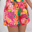 VCAY Shorts de estampado botanico holgados con cintura elastica para mujeres en vacaciones