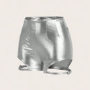ICON Shorts de mujer plateados recortados con estilo para un look moderno