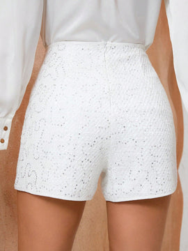 Prive Shorts con cuentas de diseno exquisito con cinturilla alta para el verano