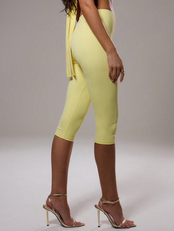 MUSERA Legging recortado de tejido elastico