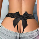 Tangas sexys de encaje, de tiro abierto y con decoraciones de lazo