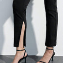 BIZwear Pantalones Casuales Solidos De Color Para Mujer Con Dobladillo Dividido