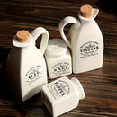 Juego de 4 piezas, Botella de Aceite, Botella Dispensadora de Cerámica para Aceite, Olla de Aceite Antifugas, Botella de Aceite Retro, Botellín de Condimentos, Tarro de Especias, Botella de Vinagre, Contenedor de Condimentos para Cocina al Aire Libre, Ba