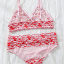 Conjunto de ropa interior femenina sencillo y comodo con encaje en forma de corazon