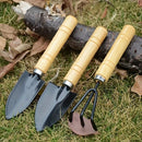 1 Juego De 3 Piezas, Herramientas Manuales De Jardinería De Primera Calidad, Construcción Duradera De Metal Y Madera, Mangos De Madera Ergonómicos, Incluye Paleta, Rastrillo Cultivador Y Pala Para Trasplantar, Ideal Para Plantar Y Colocar En Macetas Vege