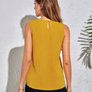 Tall Camisa sin mangas unicolor con detalles plisados para atuendos diarios de primavera / verano