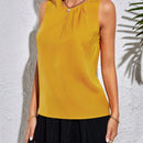 Tall Camisa sin mangas unicolor con detalles plisados para atuendos diarios de primavera / verano