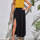 Tall Camisa sin mangas unicolor con detalles plisados para atuendos diarios de primavera / verano