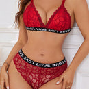 Sujetador de encaje sexy sin alambre para mujeres con correa de jacquard con letra