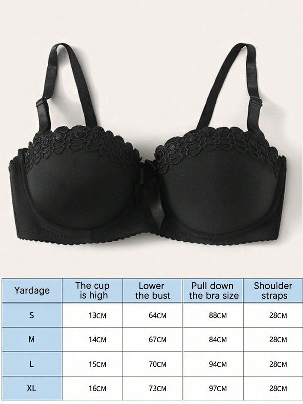 1 Pieza Sujetador Con Aros Bordado De Mariposa Con Diseno Antideslizante, Sujetador Sexy De Moda Para Mujeres Que Reduce Senos Grandes