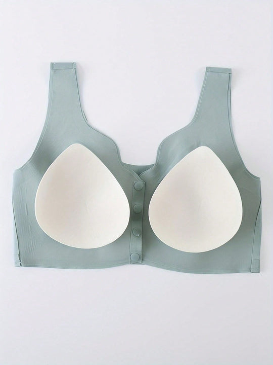 Sujetador para mujeres, sin costuras, sin aros, con broche frontal, de ocio, de latex, transpirable, simple, delgado, dinamico y sexy, que levanta y da forma
