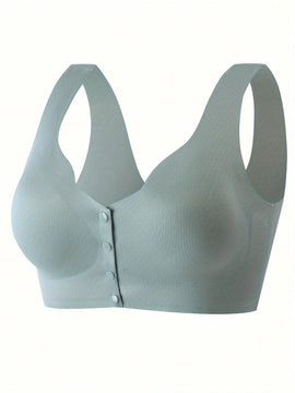 Sujetador para mujeres, sin costuras, sin aros, con broche frontal, de ocio, de latex, transpirable, simple, delgado, dinamico y sexy, que levanta y da forma
