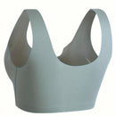 Sujetador para mujeres, sin costuras, sin aros, con broche frontal, de ocio, de latex, transpirable, simple, delgado, dinamico y sexy, que levanta y da forma