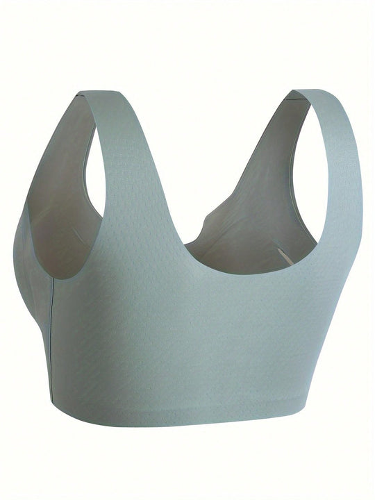 Sujetador para mujeres, sin costuras, sin aros, con broche frontal, de ocio, de latex, transpirable, simple, delgado, dinamico y sexy, que levanta y da forma