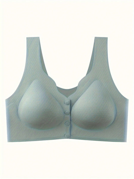 Sujetador para mujeres, sin costuras, sin aros, con broche frontal, de ocio, de latex, transpirable, simple, delgado, dinamico y sexy, que levanta y da forma