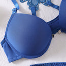 Conjunto de lenceria de mariposa bordada Bra push up y braguita semi-transparente para mujer - Encaje contrastante, ajuste comodo, realza las curvas
