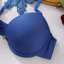 Conjunto de lenceria de mariposa bordada Bra push up y braguita semi-transparente para mujer - Encaje contrastante, ajuste comodo, realza las curvas