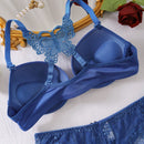 Conjunto de lenceria de mariposa bordada Bra push up y braguita semi-transparente para mujer - Encaje contrastante, ajuste comodo, realza las curvas