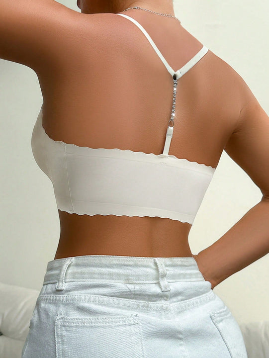 NEW Sujetador comodo y transpirable para mujer con espalda descubierta sin costuras con borde ondulado