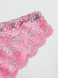 ROMWE Conjunto de lenceria femenina con detalles de encaje en forma de lazo y decoracion de aros