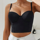 Sencillo sujetador ajustable para mujer con brillo, push up, modelador y sin efecto de caida, pieza unica