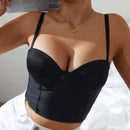 Sencillo sujetador ajustable para mujer con brillo, push up, modelador y sin efecto de caida, pieza unica