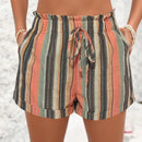 LUNE Shorts de diseno a rayas de cintura alta y encaje para mujer con estilo