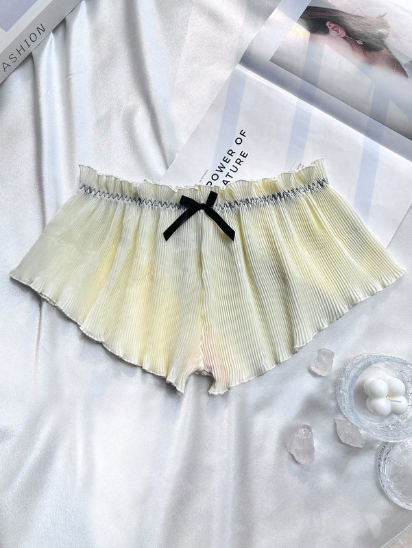 Pantalones cuadrados sencillos para mujer con lazo todo-combinable para primavera/verano