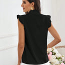 Prive Camisa de manga de volantes para mujer con botones para el trabajo y la fiesta