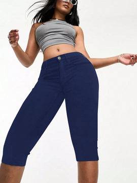 NEW Apperloth A Pantalones cortos capri clasicos ultra estirados de cintura alta con bolsillo oblicuo ajustados y comodos casuales con longitud de 3/4