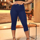 Apperloth A Pantalones cortos capri clasicos ultra estirados de cintura alta con bolsillo oblicuo ajustados y comodos casuales con longitud de 3/4