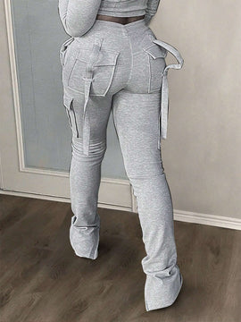 NEW  Slayr Pantalones de mujer grises y ajustados con disenos de estilo urbano para festivales de musica y uso casual