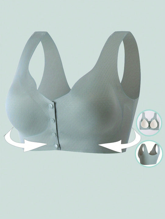 Sujetador para mujeres, sin costuras, sin aros, con broche frontal, de ocio, de latex, transpirable, simple, delgado, dinamico y sexy, que levanta y da forma