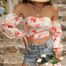 VCAY Blusa sin tirantes con estampado floral para mujeres