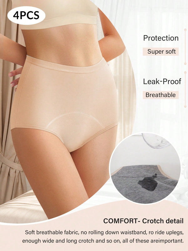 Paquete de 4 braguitas para mujer en triangulo fisiologico con absorcion de humedad, a Prueba de sudor y transpirables con malla