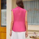 Prive Camisa romantica sin mangas de flores en 3D para mujer con ribete de volantes en el cuello y dobladillo, para el verano