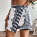 VCAY Falda corta asimetrica con estampado de estilo recreativo para vacaciones